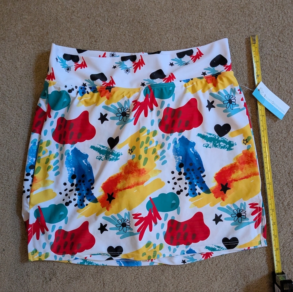 NWT Skort Obsession Tennis Golf Skort Colorful S - Picture 2 of 9